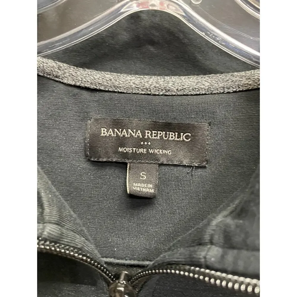 Banana Republic Sweatshirt Mens Small‎ Black Red 1/4 Zip Long Sleeve Pullover